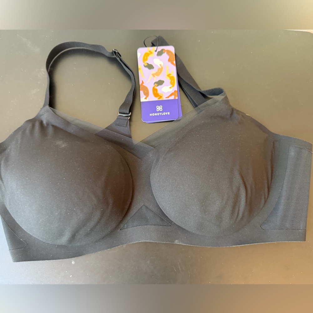 Honeylove Crossover wireless Black Seamless Everyday Bra NWT